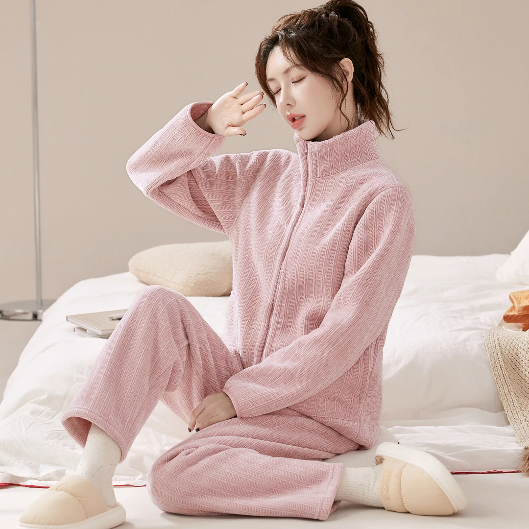 雪尼尔秋冬家居服可外穿春秋款睡衣长袖女加绒保暖休闲女士宽松