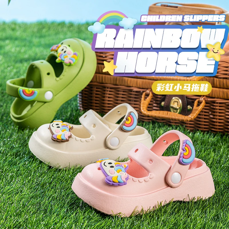 女童男童时尚亲子情侣外穿厚底小童女童男童凉鞋夏季软底外穿厚底