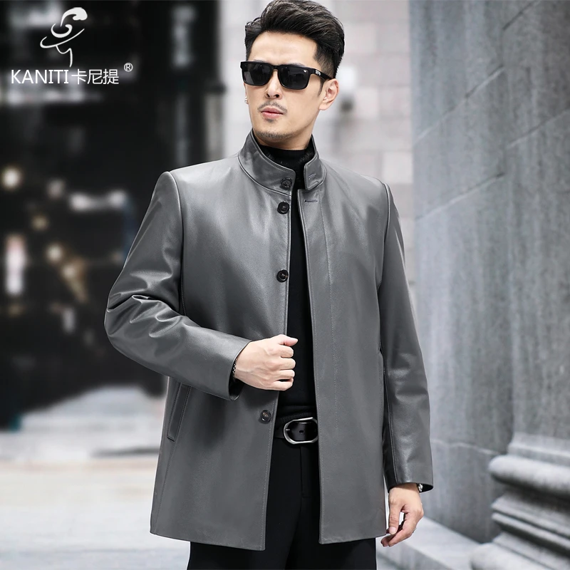 头层牛皮皮衣男士可脱卸内胆修身立领皮大衣商务休闲冬装保暖外套