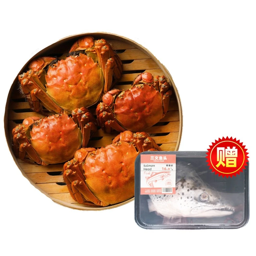 【周日配送】鲜活洪泽湖大闸蟹母蟹4只装-共400g±50g