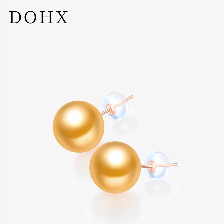 【DOHX】18K金南洋金珠【柔情絮语】简约金珠珍珠素钉耳饰轻奢气质