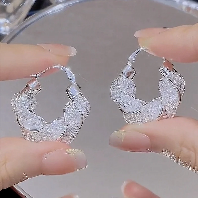 铜合金合成锆石耳饰 高级感火爆款气质时尚轻奢百搭耳圈耳环