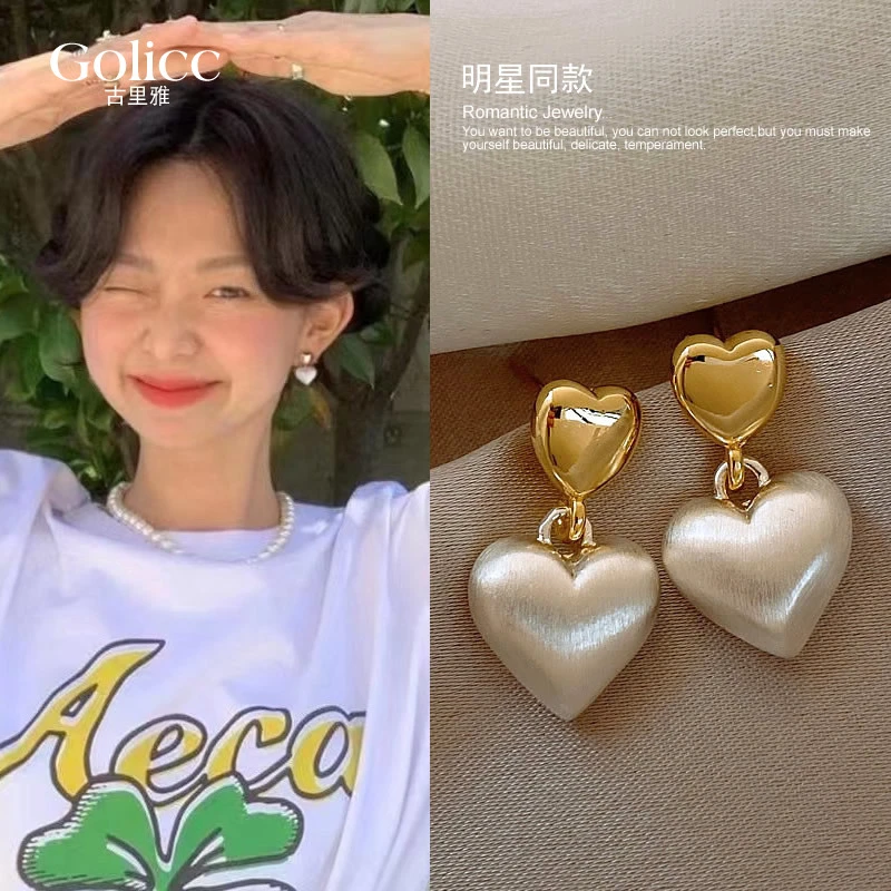 锌合金耳饰 fever同款双爱心耳环小众设计轻奢高级感耳饰气质耳钉