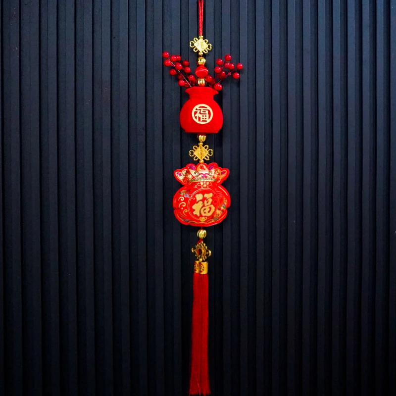 317#龙年春节新年装饰红果挂饰客厅高档福字挂件入户挂件