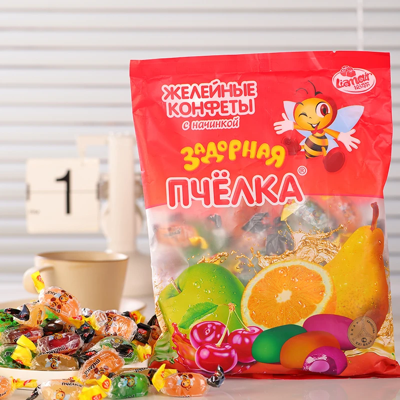 俄罗斯原装进口拉迈尔小蜜蜂西瓜味夹心软糖500g