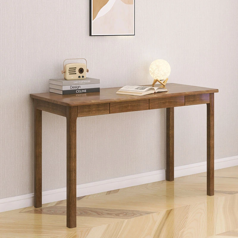 实木书桌书房窄桌子带抽屉长条桌家用办公桌卧室简约学习桌电脑桌