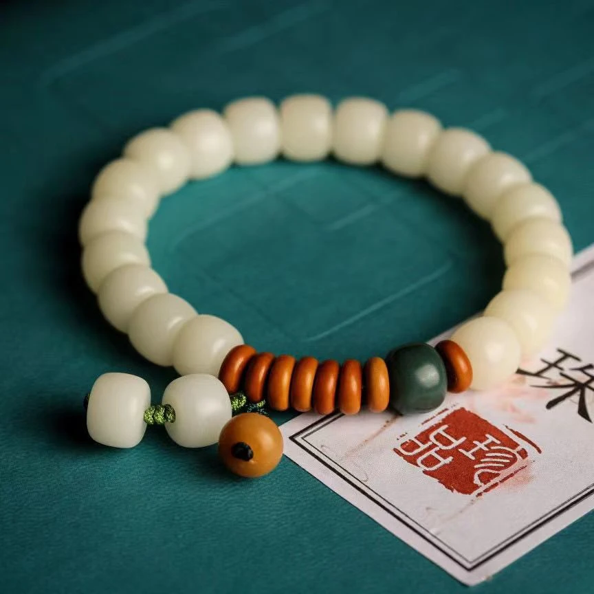 橄榄核菩提根手串绿桶珠随身把玩男女饰品佛珠带配饰念珠