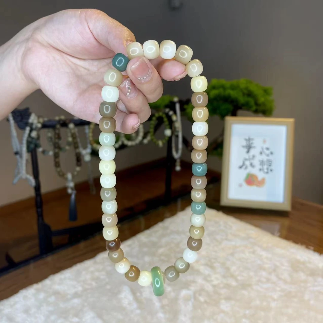 多宝菩提手串白玉菩提根渐变飘花菩提根绕指柔文玩手串手作饰品