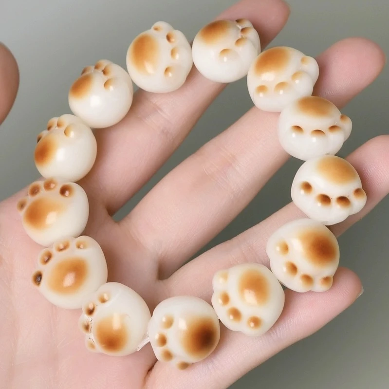炭烤大猫爪正品菩提根学生盘玩菩提根菩提雕刻饱满念珠情侣手串女