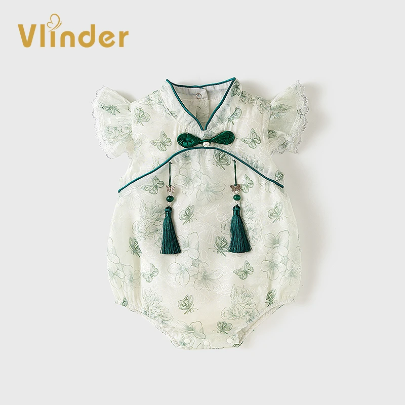 婴儿衣服夏装新中式哈衣满月周岁礼服女宝宝超萌连体衣国风包屁衣