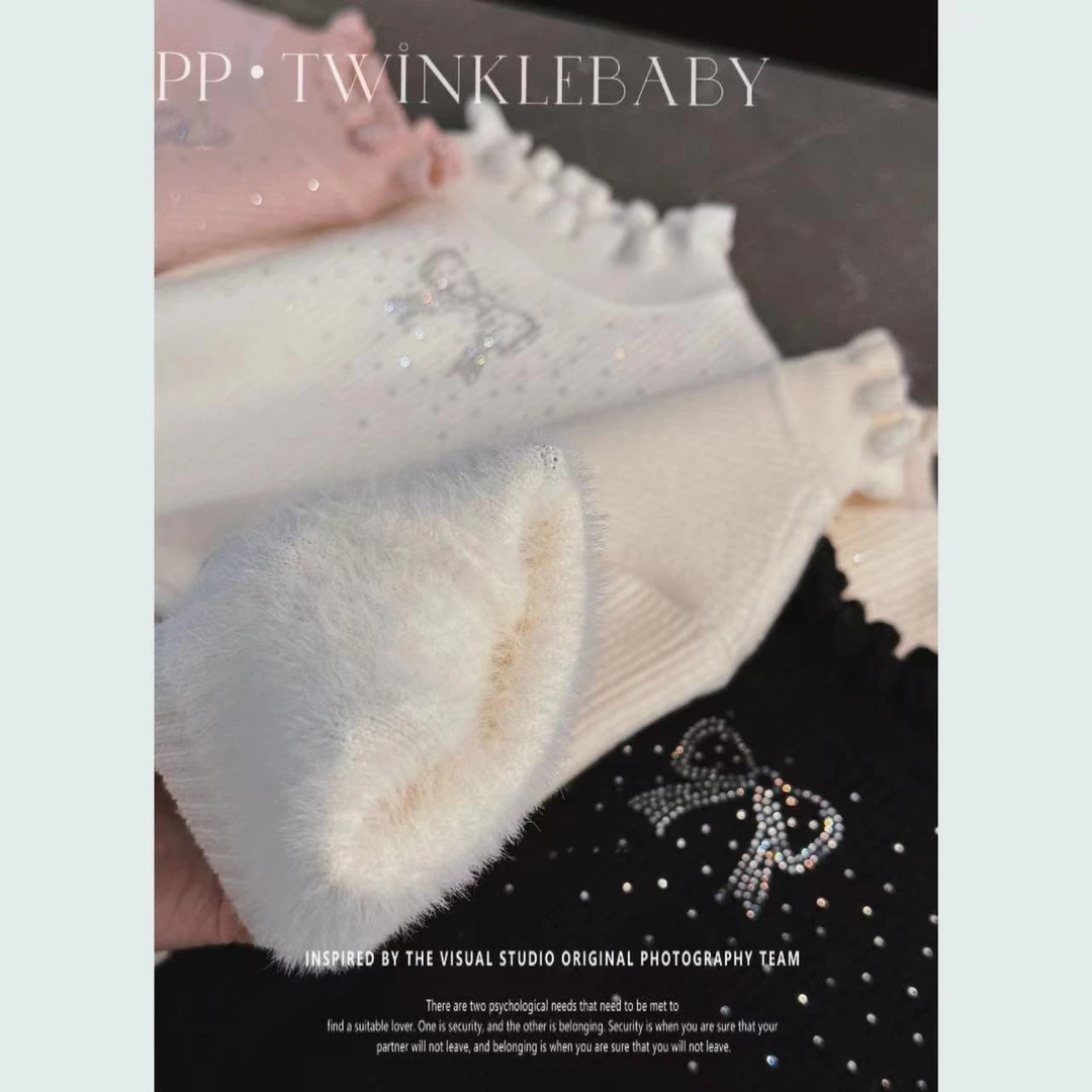 【现货】PP·Twinkle【一体绒】厚实钻钻气质蝴蝶结梦幻毛衣23103102