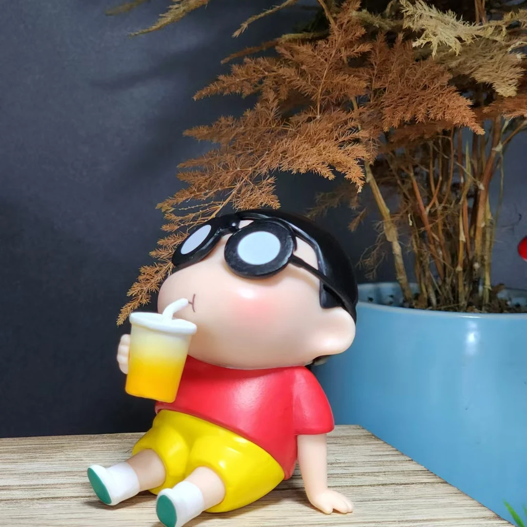 蜡笔小新手办喝汽水小新野原新之助摆件动漫可爱公仔送朋友礼物