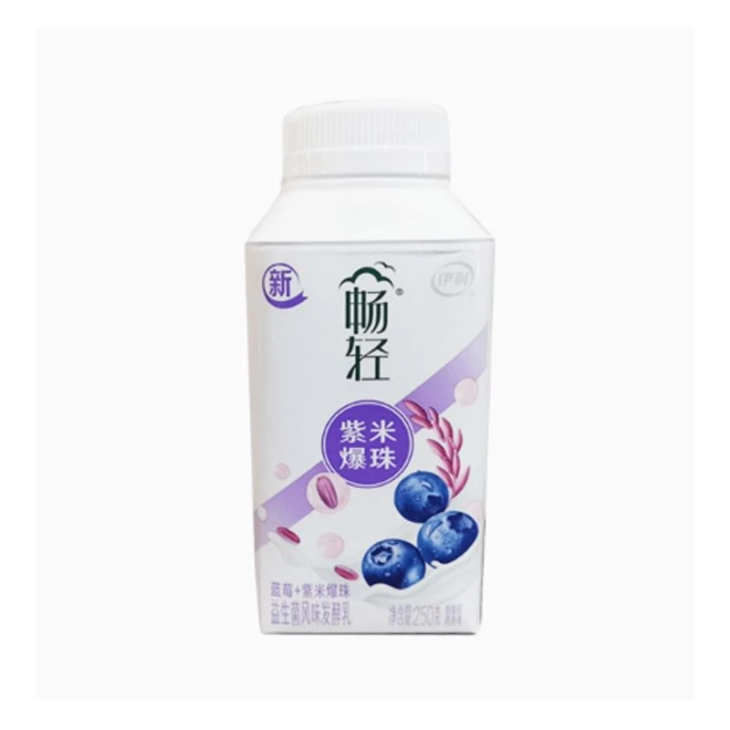 伊利畅轻蓝莓+紫米爆珠益生菌风味发酵乳 250克/瓶