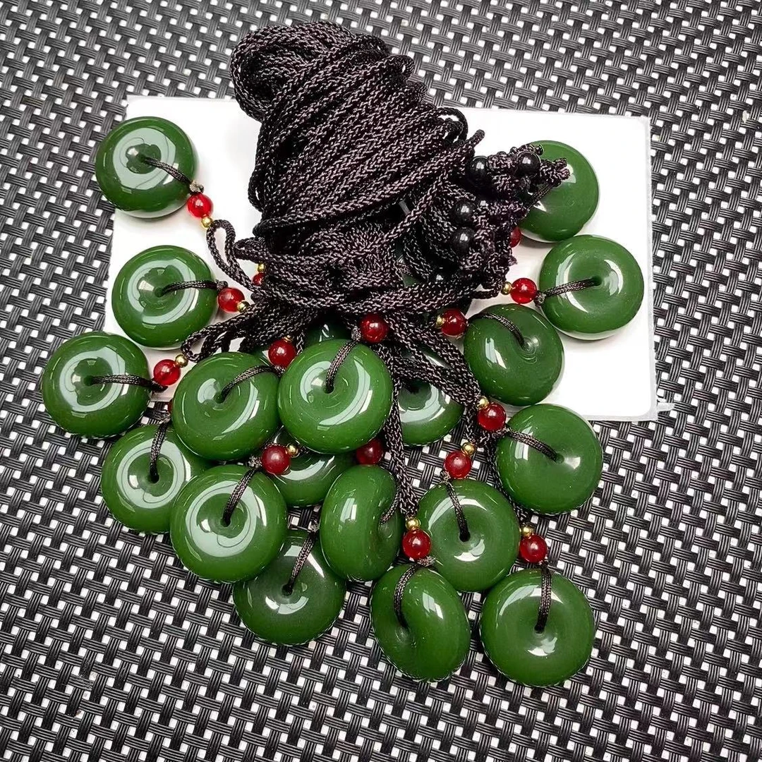 [石矿]A859俄绿平安扣项链