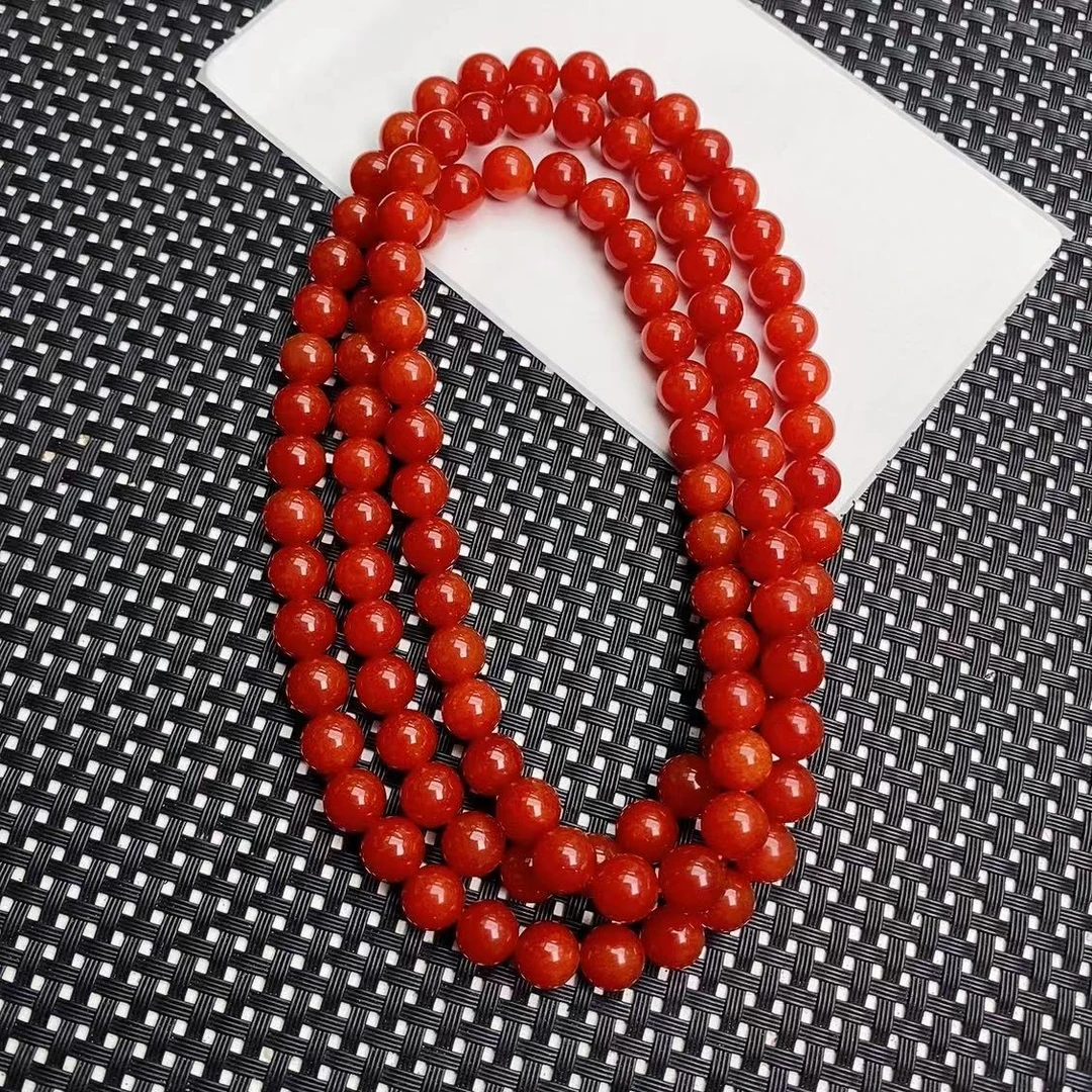 [石矿]A48红色系108颗8M设计轻奢时尚手链手串项链