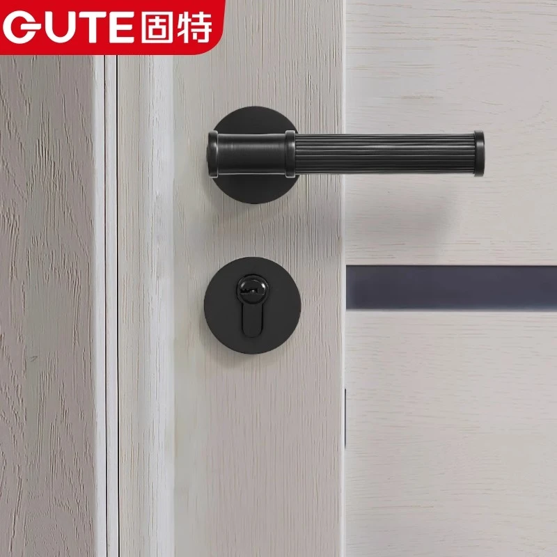 固特黄铜室内静音门锁卧室木门把手家用房门分体锁房间通用型锁具