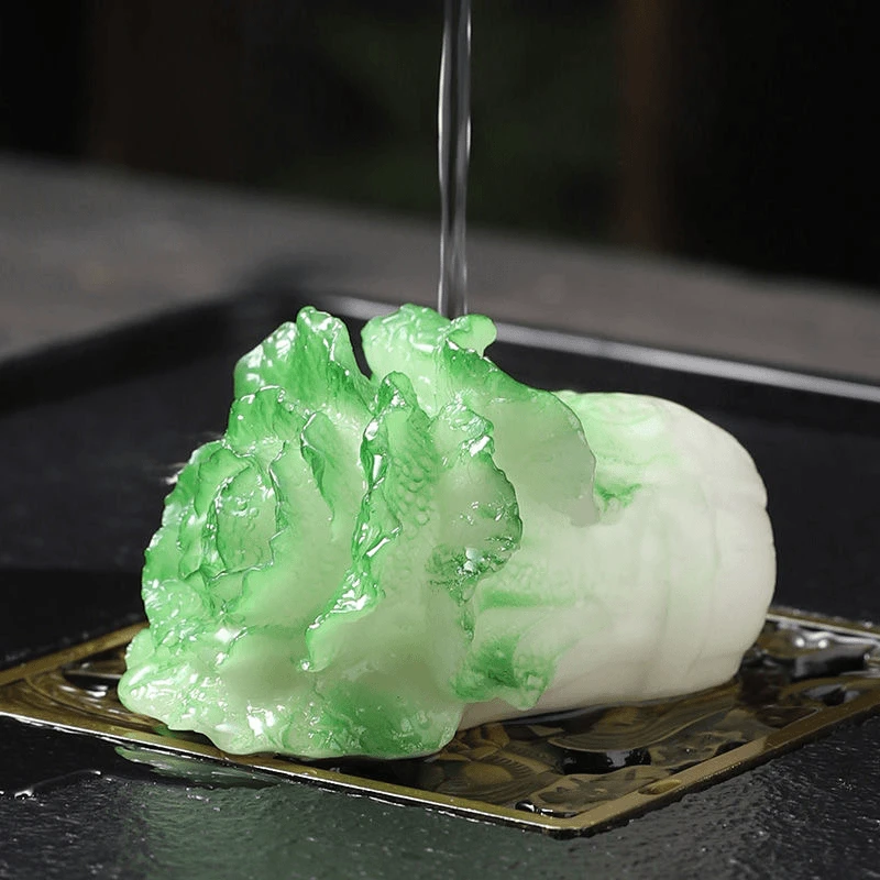 变色白菜茶宠摆件精品可养茶桌茶盘茶玩茶具配件茶道主人杯茶具