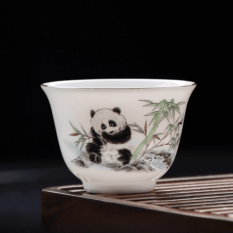 高端羊脂玉茶杯品茗杯喝茶茶具白瓷茶杯陶瓷主人杯中式高档喝茶杯