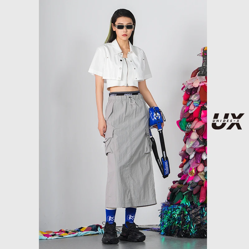 UX2025新款短款截短短袖衬衫女士白色时尚翻领上衣小众百搭单品yc