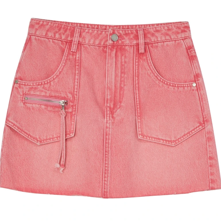 UX粉色牛仔短裙女新款 休闲百搭裙子夏季新款粉色时尚 牛仔短裙yc