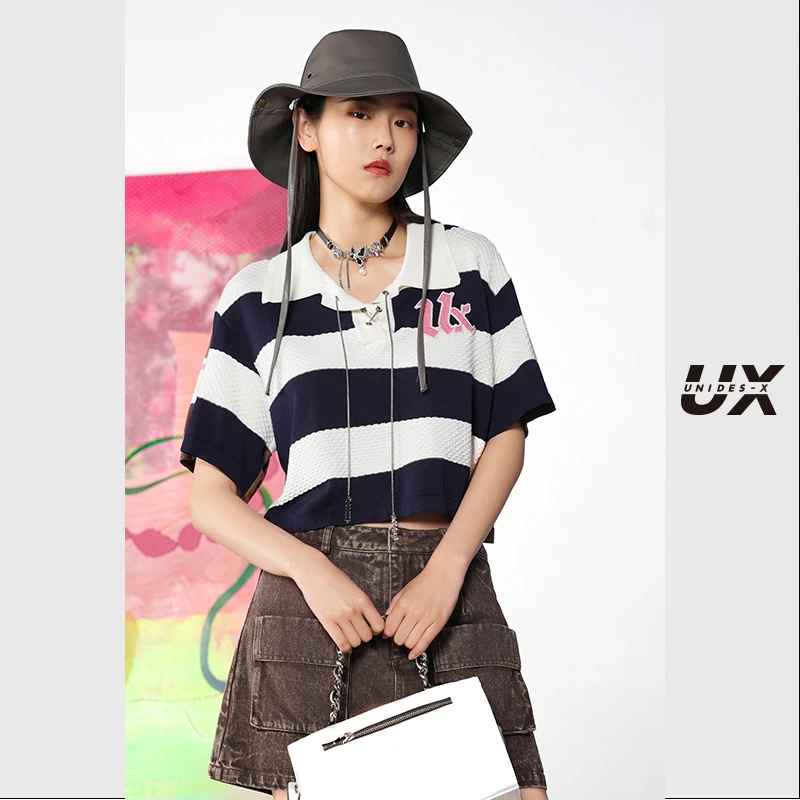 UX2025春夏季新款撞色条纹毛衫设计师款时尚街头小众百搭毛衫yc