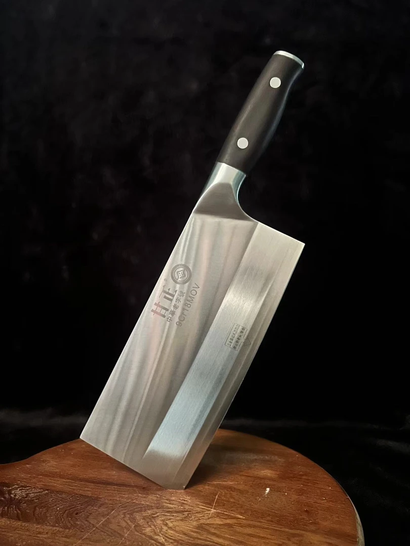 甘正三合钢9CR18MOV切片刀 祖传三百年制刀工艺 黑彩木刀把家用刀