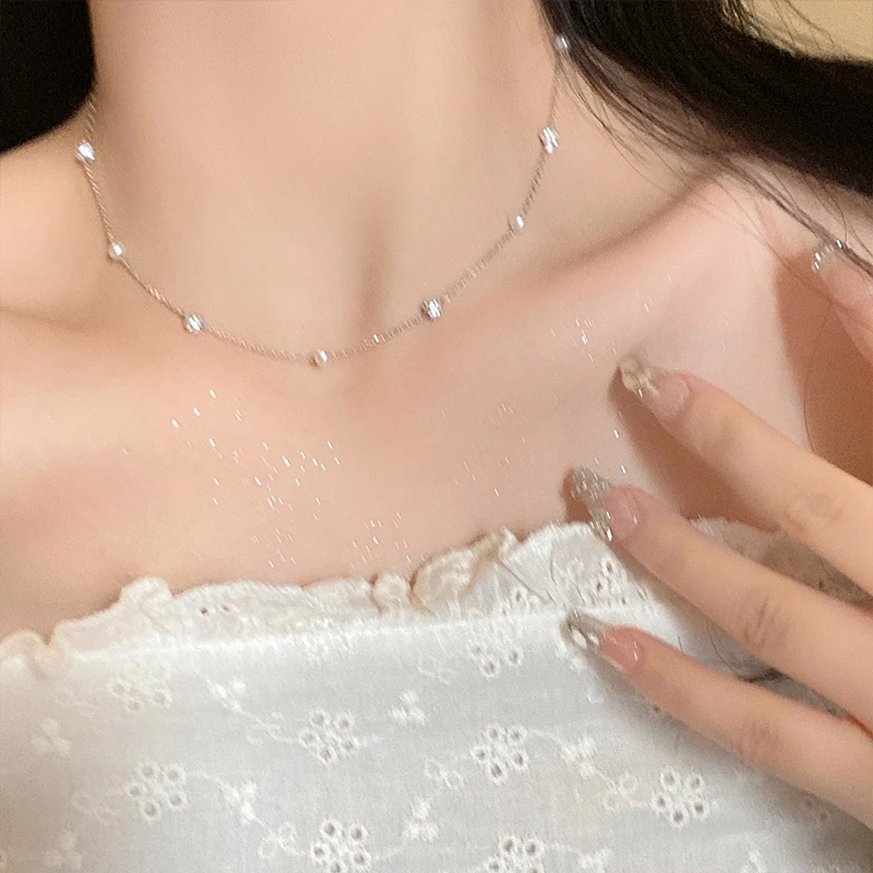 钛钢项链 温柔风珠珠流苏项链女设计小众高级锁骨链简约气质颈链