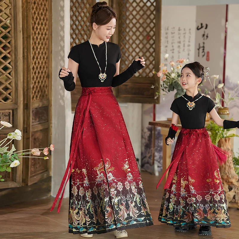 春款亲子装马面裙夏季2025中国风女童国风汉服母女装夏款古风演出