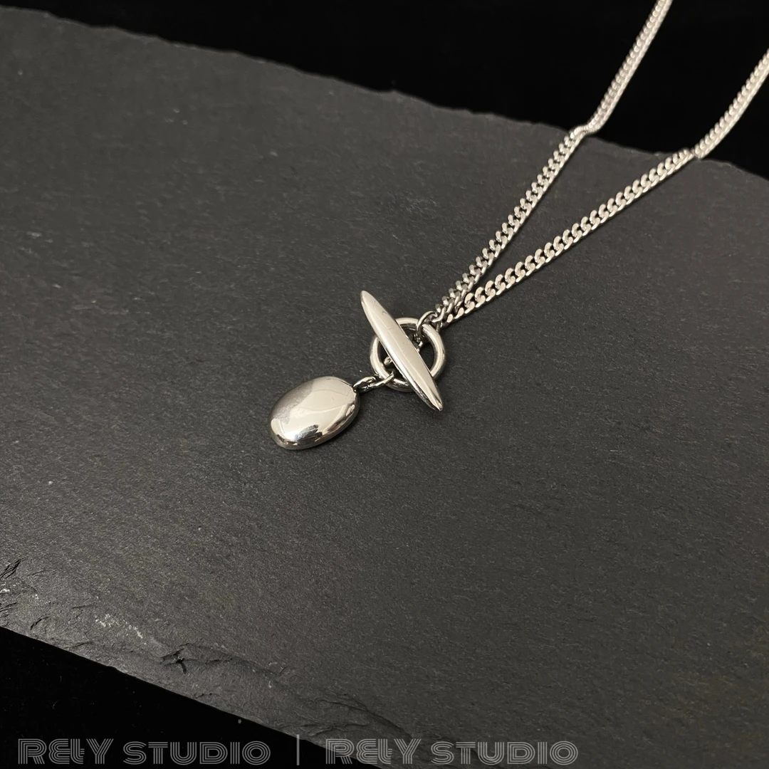 坠链均925银 R&Y 通体银 | ins简约休闲咖啡豆ot项链链长47cm