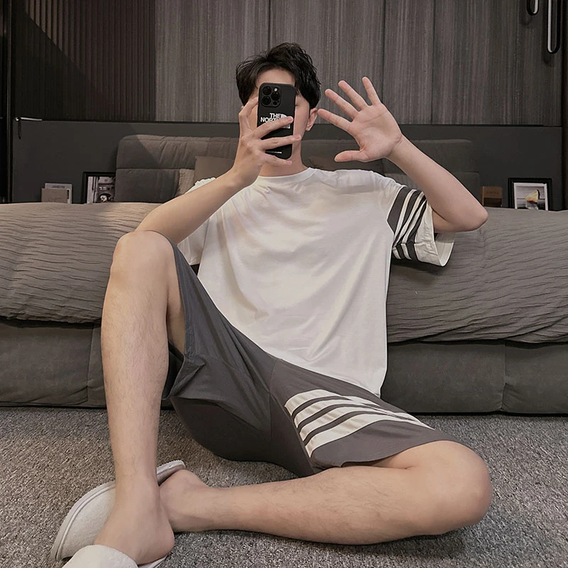 短袖睡衣男士夏款莫代尔棉质薄款大码冰丝运动套头家居服休闲套装