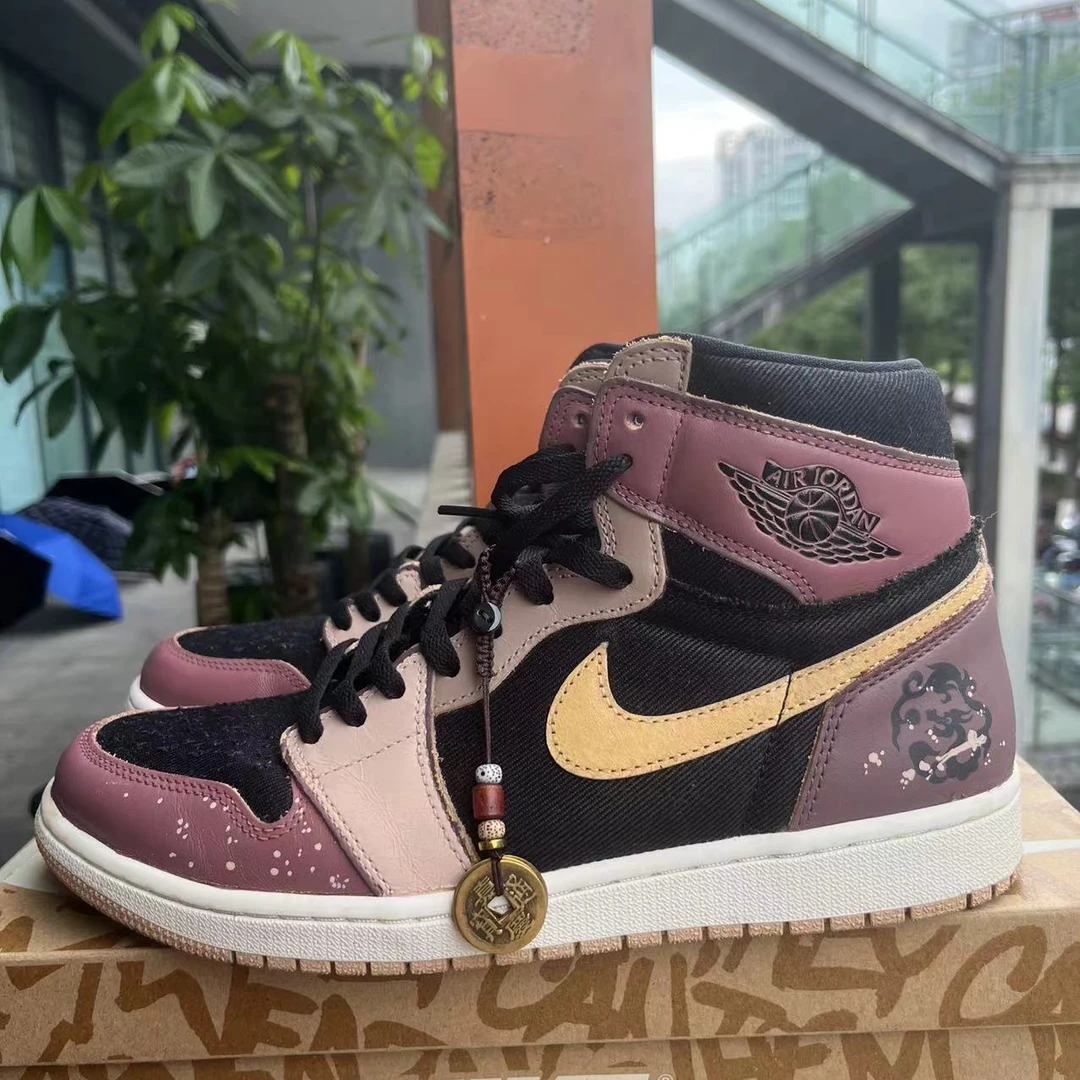 AJ1OG/9孔高帮定制/中国风/秦汉风/朱砂/42码/95新/原盒配件齐
