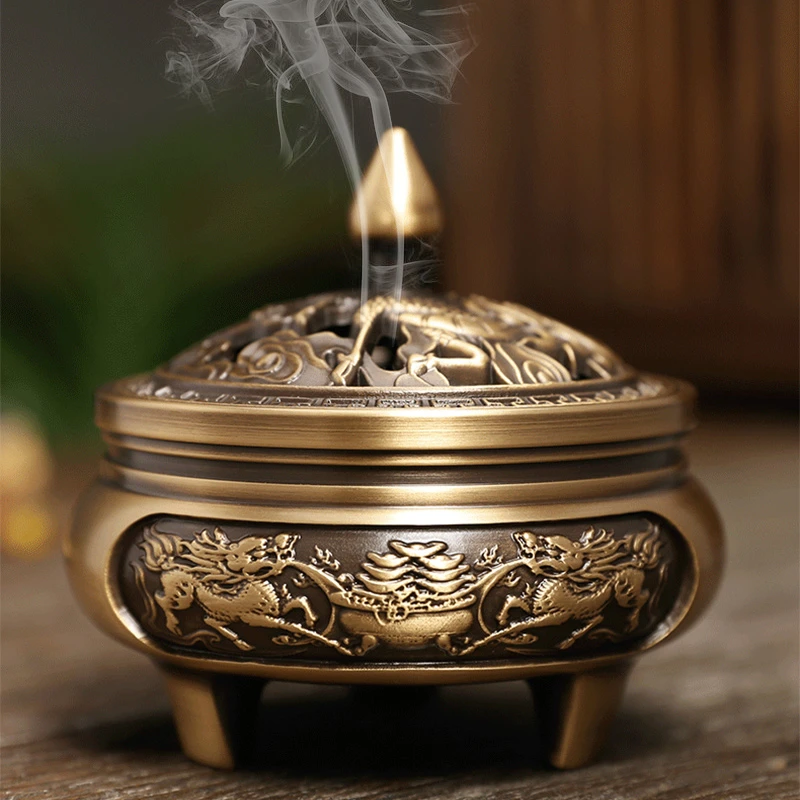 铜香篆香炉家用室内香薰炉香分打篆 铜香炉檀香沉香盘香炉三足炉
