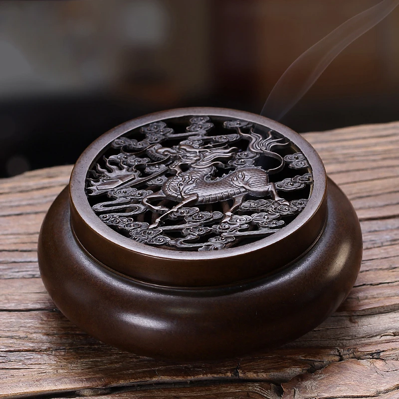 铜香炉家用室内檀香炉熏香茶道仿古铜色沉香苏工宣德炉盘香炉