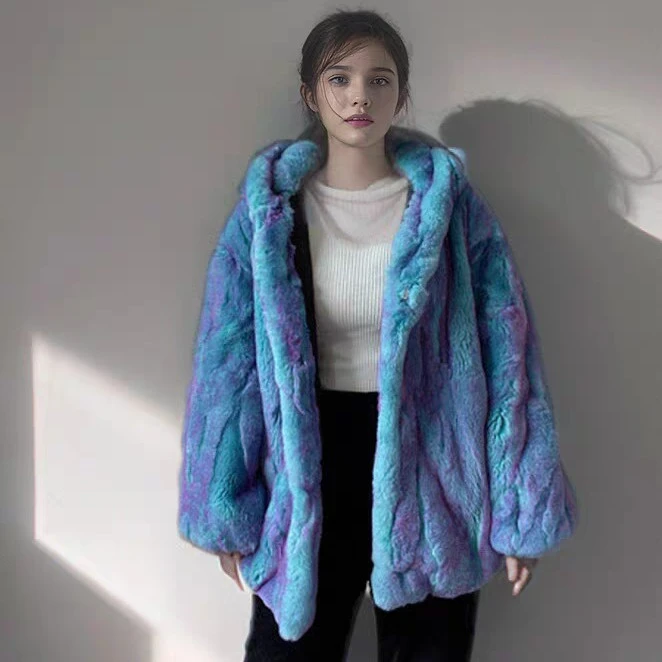 韩版女士豹纹带帽带耳朵最新款冬季宽松版豹纹外套连帽秋冬保暖