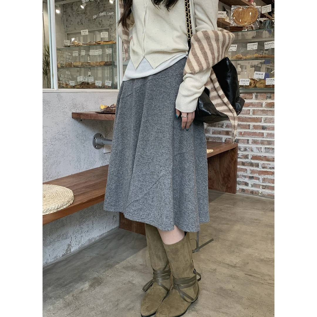 安酒月【松影斑驳】秋季结构半裙灰色简约不规则裙子AJ4IMQ10