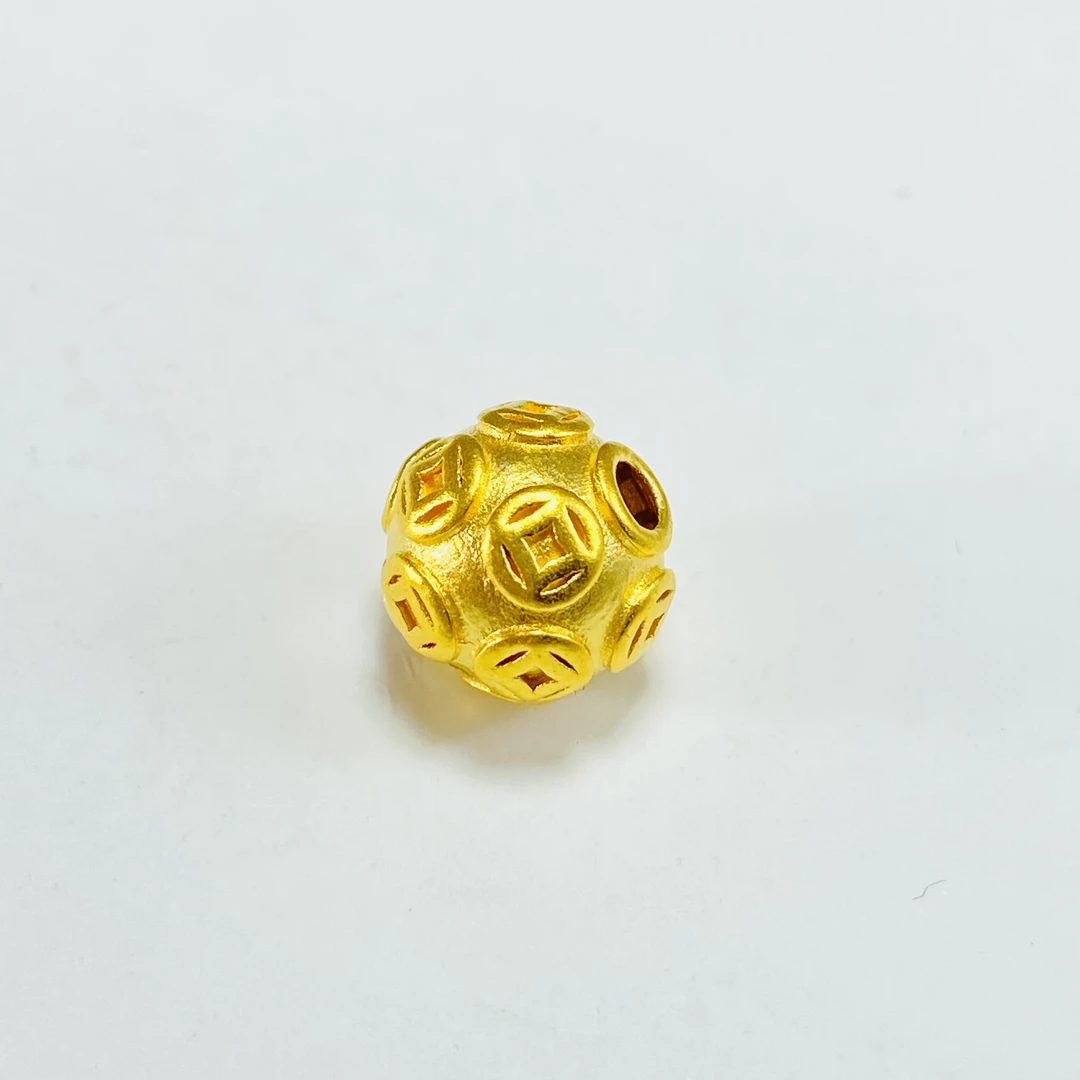 足金999 黄金铜钱珠 约卡10mm 0.46