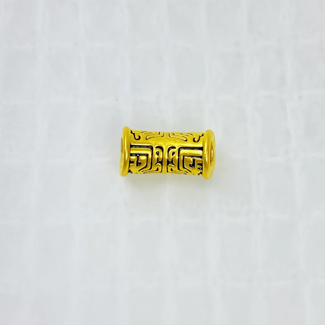 足金999 黄金珐琅饕鬄图腾弯管 0.47