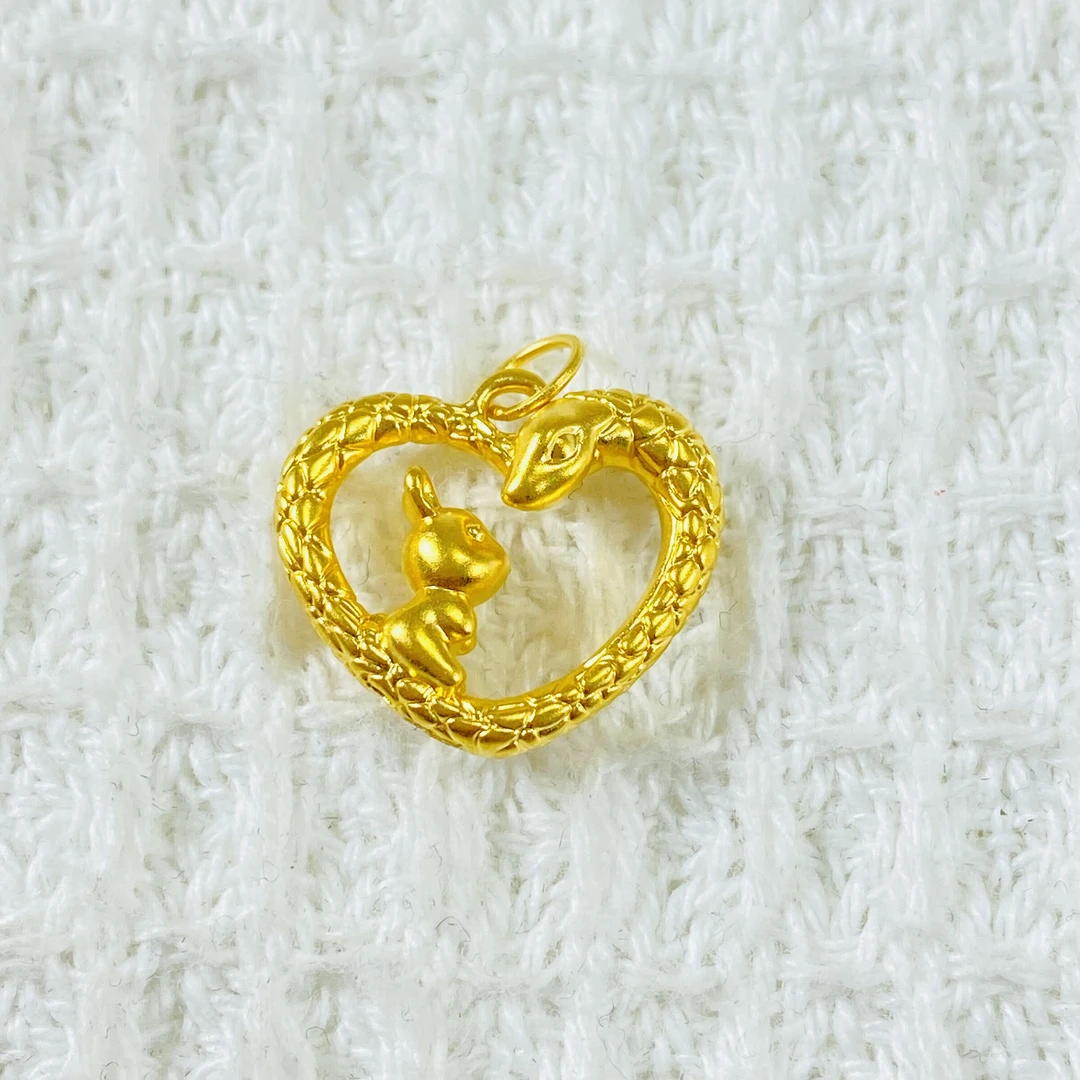 足金999 黄金爱心蛇盘兔 0.25