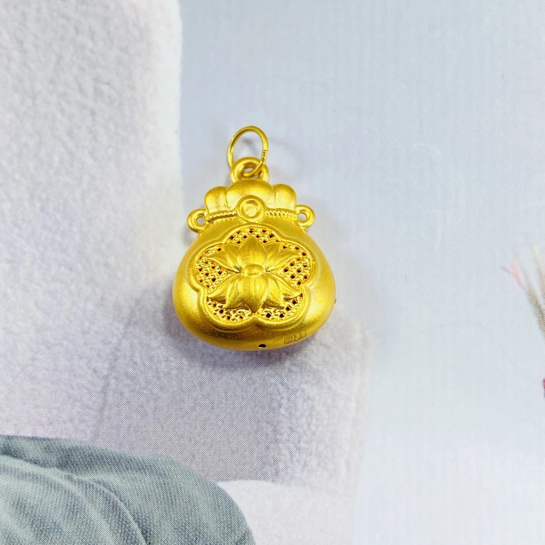 足金999 黄金莲花福字袋 0.92