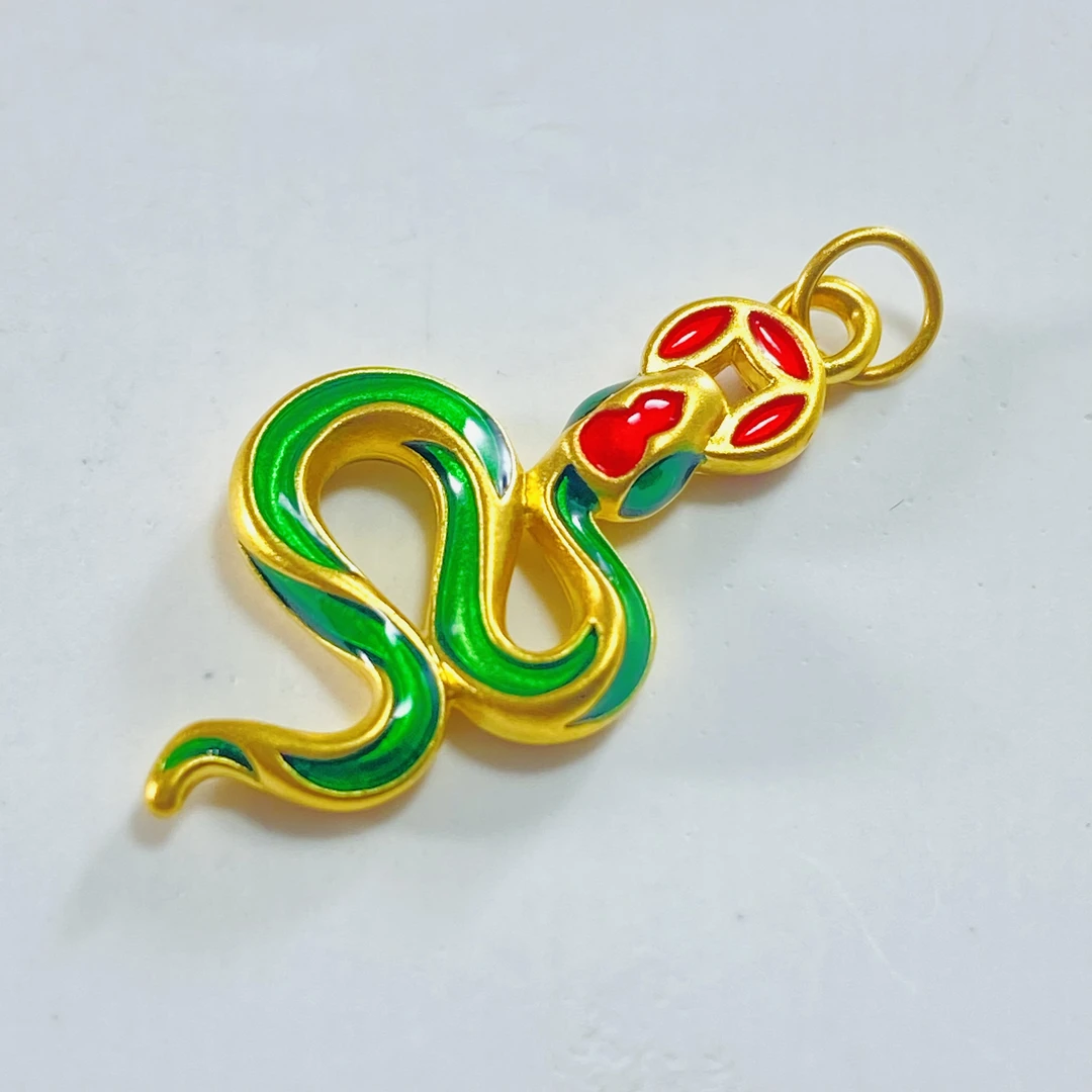 足金999 非遗珐琅福禄钱币灵蛇 0.47