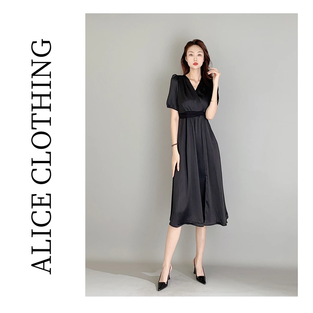 1【ALICE “流光晚宴”醋酸连衣裙】华美缎感 柔光丝滑 S2137772T