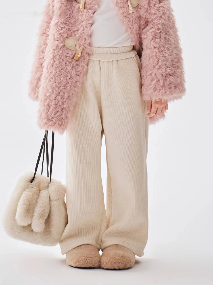 女童加绒裤子一体绒儿童秋冬装休闲裤儿童加厚百搭宽松直筒裤长裤