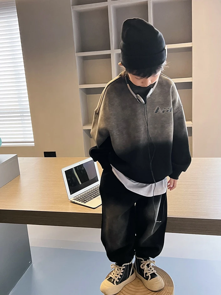 男童休闲运动套装春季儿童帅气卫衣束脚长裤嘻哈洋气潮两件套