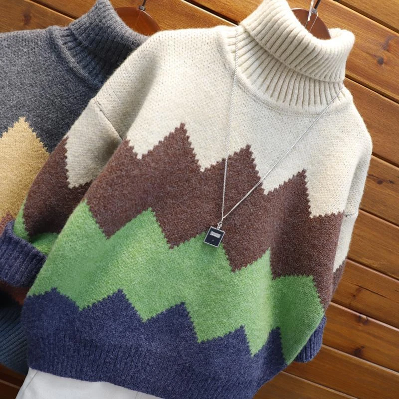 圣诞节男童毛衣加厚秋冬洋气儿童毛衣男童高领打底衫加绒冬季