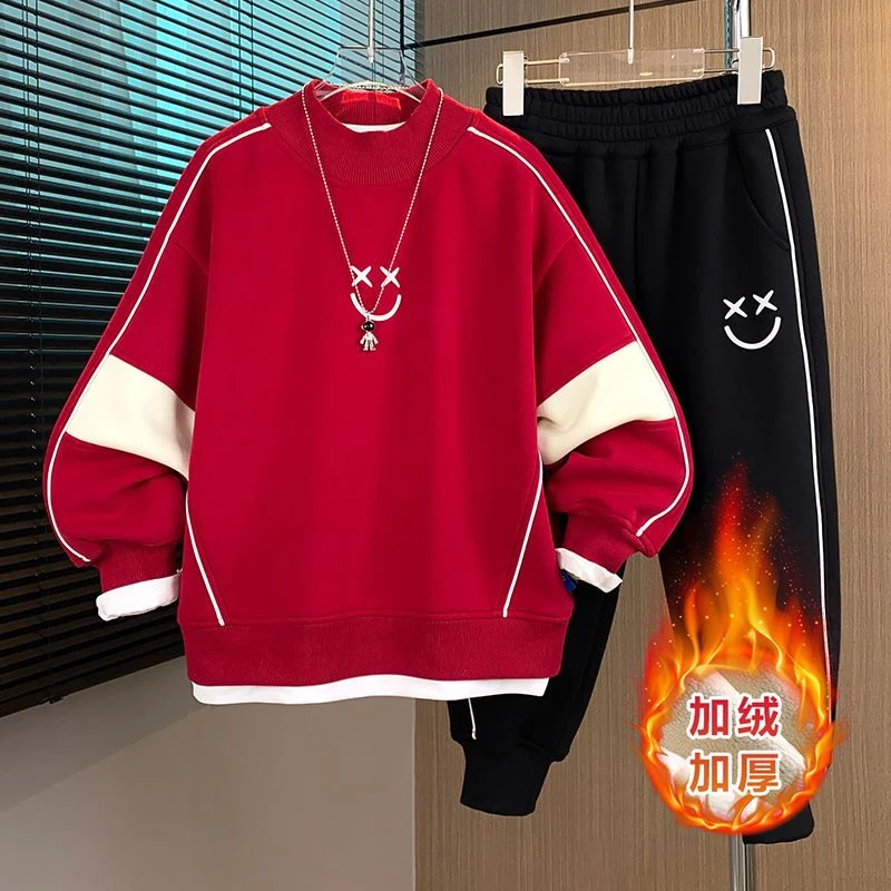 儿童潮装帅气男童秋装洋气大童宽松套装秋冬季男装时髦两件套男孩