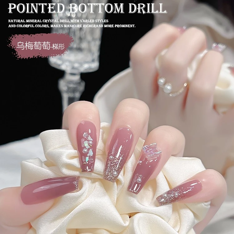 KaSi美甲100片穿戴甲甲片亮粉裸色素颜速颜流行夏日法式尤莱特