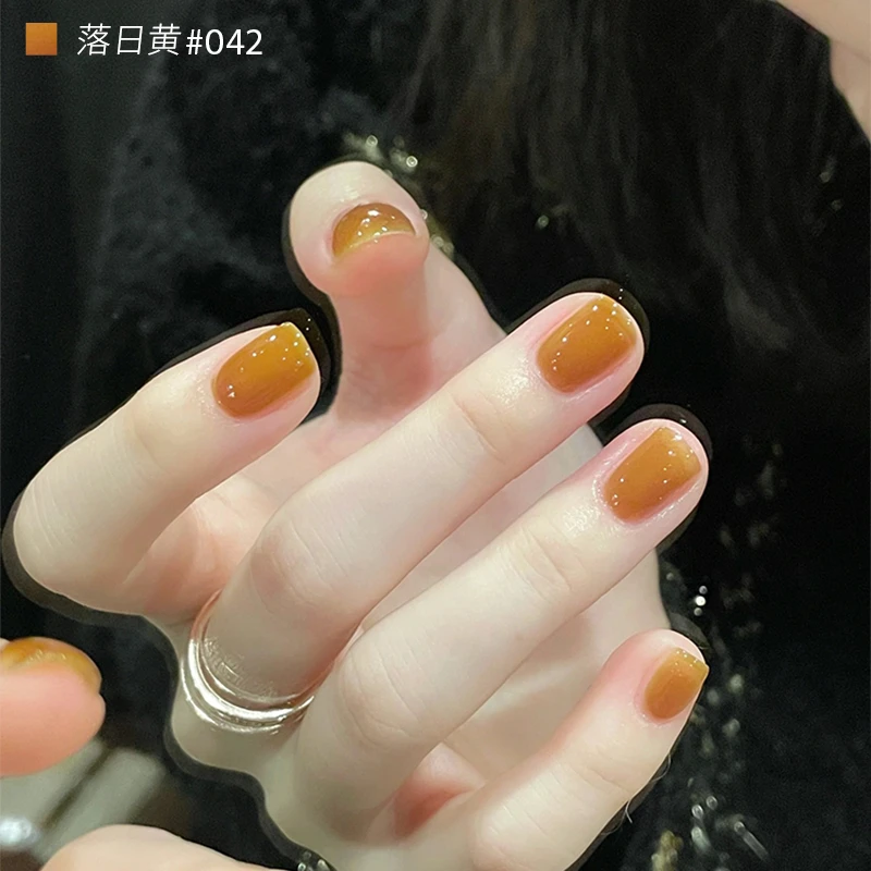 KaSi指甲油香槟美拉德风黄色免烤灯速干美甲不烤灯可撕拉脚趾甲油