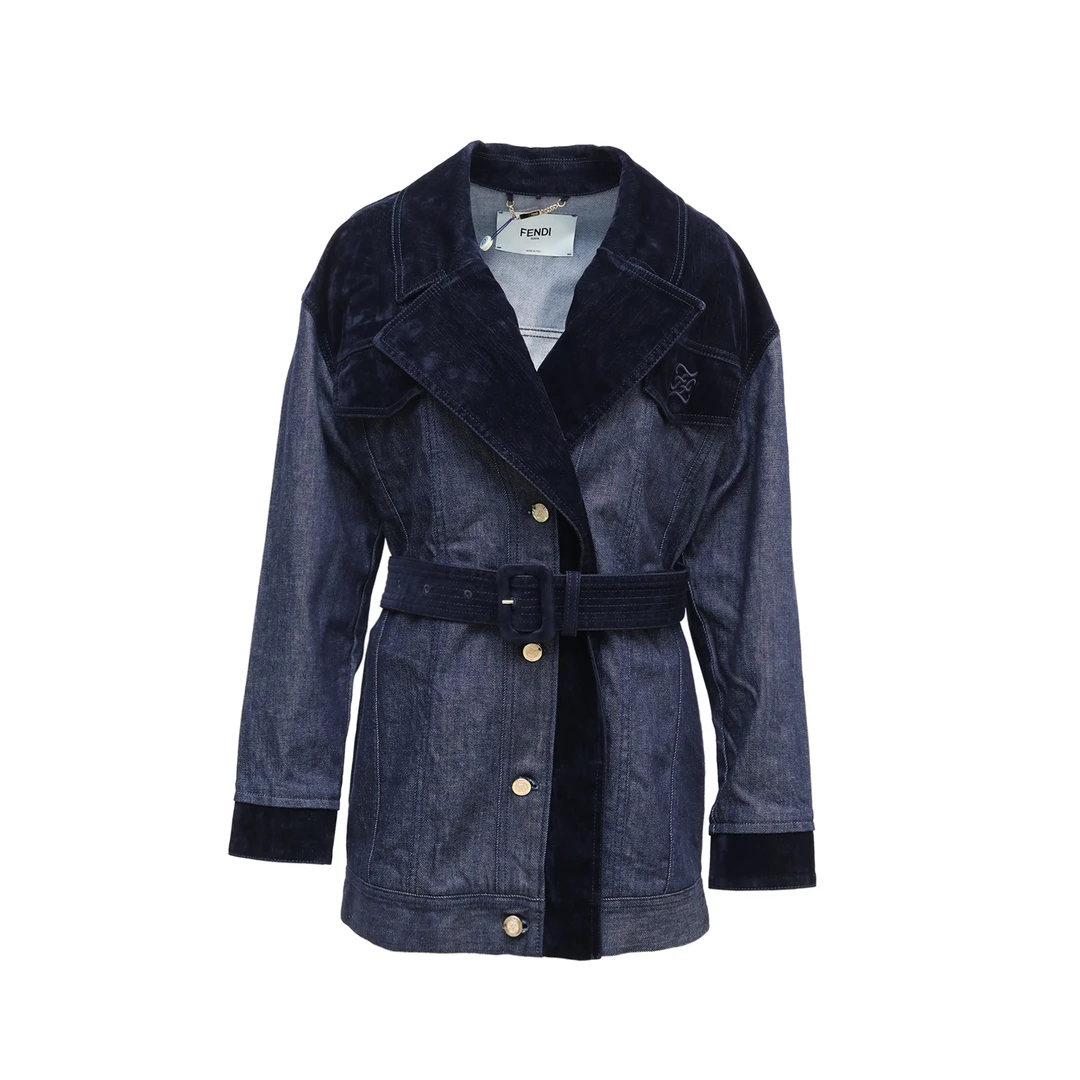 全新未使用  小花汤汤/P204200888/FENDI 牛仔 外套 蓝色