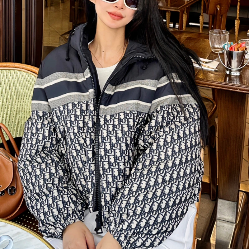 99新 DIOR/迪奥 P234966544/满印Oblique印花 双面羽绒服 拼色
