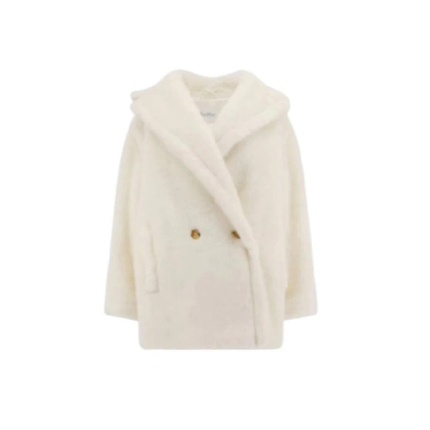 全新未使用  小花汤汤/TP026997/MaxMara 短泰迪双排扣大衣 白色